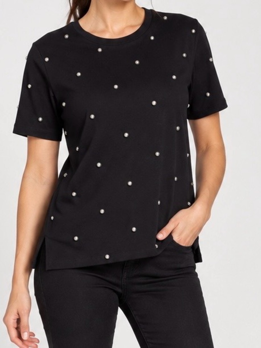 Juicy Couture Black Label Metal Accent Embellished Crew Neck T-Shirt M